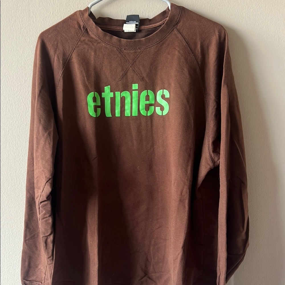 Etnies Brown Crewneck with Green Logo Vintage